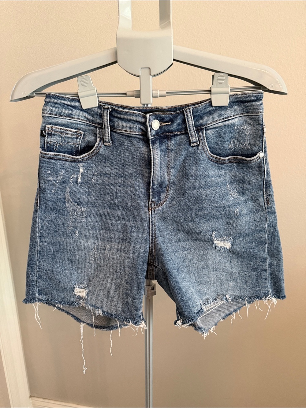 Judy Blue Light Blue Distressed Denim Shorts